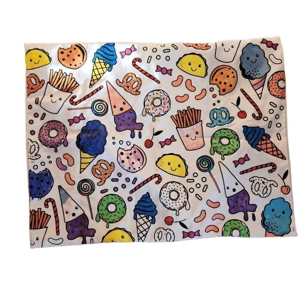 Girl youth pillowcase cute ice cream cone junk food print coloring diy